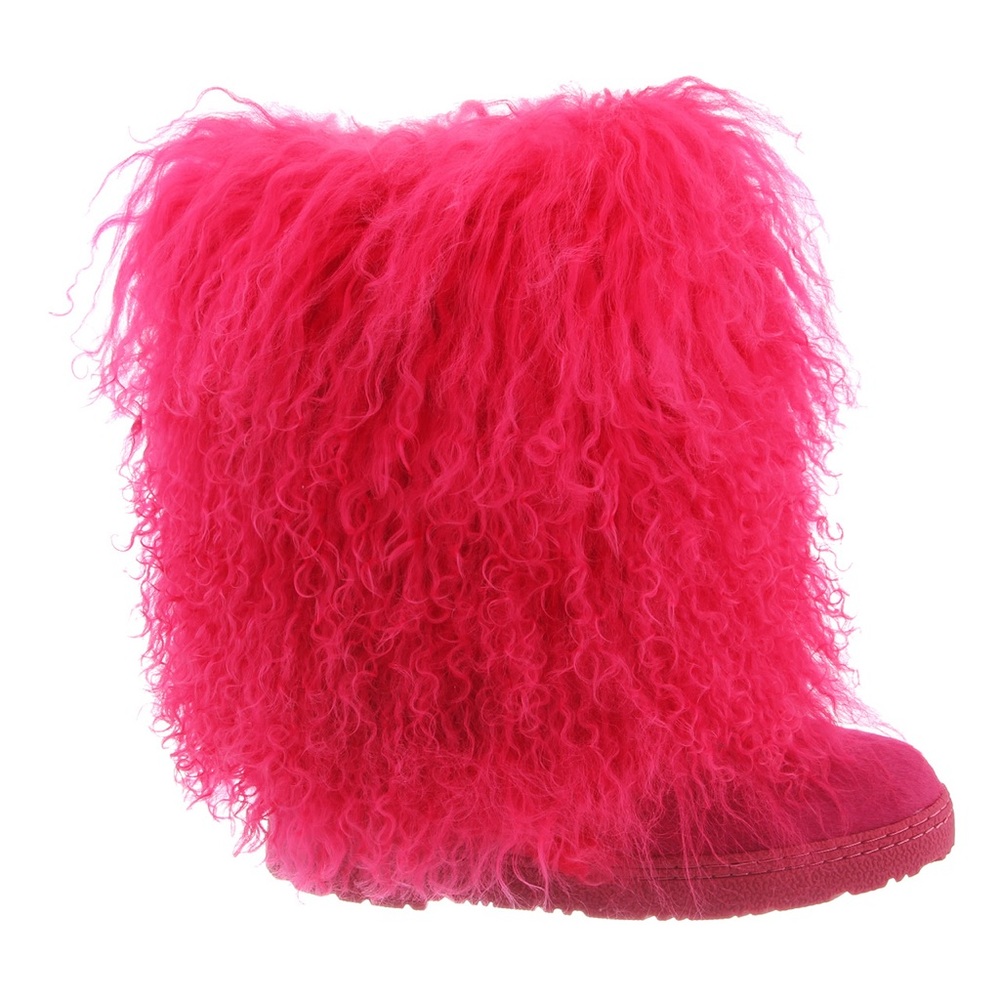 Calling all fashionistas🌟Bearpaw Boetis Electric Pink real fur boots BNIB sz 7